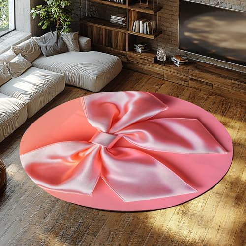 UERWOWELL Sweet Bow Runde Teppiche 120cm Romantischer rosa Satin 3D Design Indoor Outdoor Dünner Kreis Teppich für Mädchen Badezimmer Schlafzimmer Wohnzimmer UERWOWELL Sweet Bow Runde Teppiche 120cm Romantischer rosa Satin 3D Design Indoor Outdoor Dünner Kreis Teppich für Mädchen Badezimmer Schlafzimmer Wohnzimmer von UERWOWELL