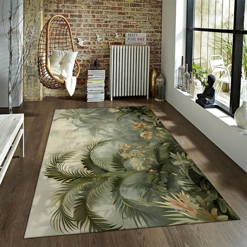 UERWOWELL Tropischer Teppich mit Dschungel Waldmotiv Üppiges Grün Naturinspiriert rutschfest Waschbar 180x200cm für Schlafzimmer Wohnzimmer Boden Dekoration UERWOWELL Tropischer Teppich mit Dschungel Waldmotiv Üppiges Grün Naturinspiriert rutschfest Waschbar 180x200cm für Schlafzimmer Wohnzimmer Boden Dekoration von UERWOWELL