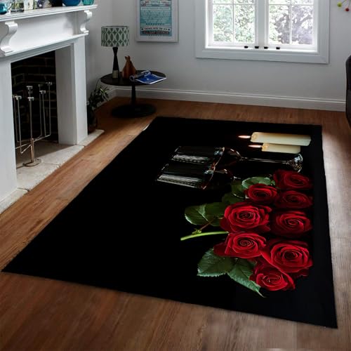 UERWOWELL Valentinstag Bereich Teppich Romantische Rote Rose Kerze Glas Tasse Muster rutschfeste Dünne Teppiche Für Gästezimmer Flur Hotel Restaurant 140x200cm UERWOWELL Valentinstag Bereich Teppich Romantische Rote Rose Kerze Glas Tasse Muster rutschfeste Dünne Teppiche Für Gästezimmer Flur Hotel Restaurant 140x200cm von UERWOWELL