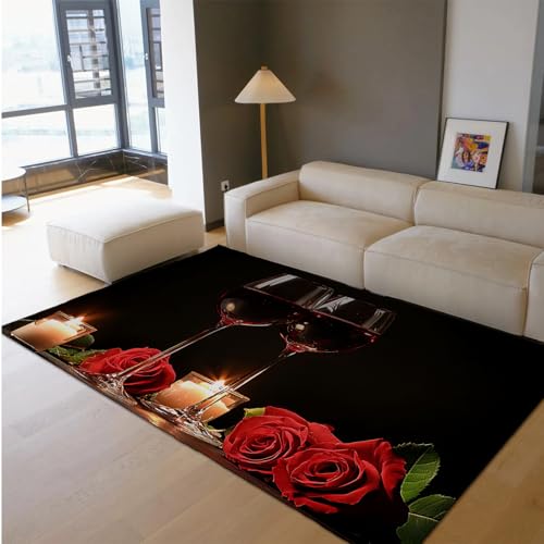 UERWOWELL Valentinstag Dekor Teppiche Romantisches Kerzenlicht Rote Rosen Weingläser Druck Indoor Outdoor Dünner Teppich für Esszimmer Küche 120x200cm UERWOWELL Valentinstag Dekor Teppiche Romantisches Kerzenlicht Rote Rosen Weingläser Druck Indoor Outdoor Dünner Teppich für Esszimmer Küche 120x200cm von UERWOWELL