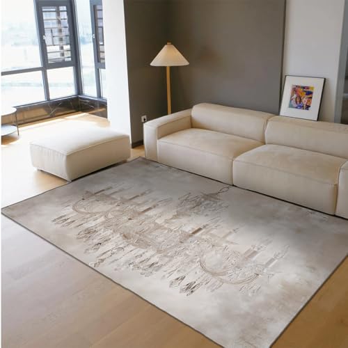 UERWOWELL Vintage Kronleuchter Bereich Teppiche Weicher waschbarer niedriger Florteppich für Wohn Esszimmer Schlafzimmer Elegantes Kristall Design Wohnkultur 140x220cm von UERWOWELL
