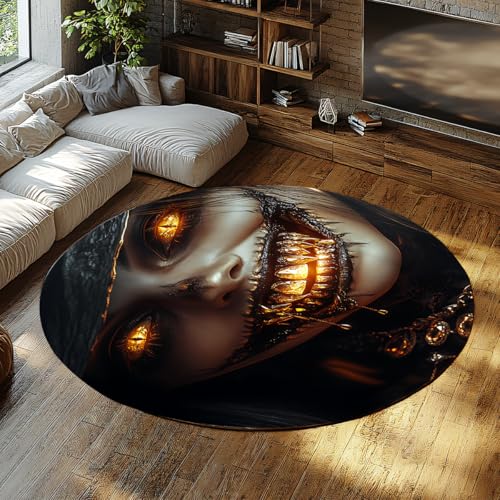 UERWOWELL Vintage-Stil 160cm Runde Teppiche Dunkle Kunst Horror Ghost Print Boden Teppich Waschbar Weich Niederflor Tragbar Für Wohnzimmer Schlafzimmer Küche UERWOWELL Vintage-Stil 160cm Runde Teppiche Dunkle Kunst Horror Ghost Print Boden Teppich Waschbar Weich Niederflor Tragbar Für Wohnzimmer Schlafzimmer Küche von UERWOWELL