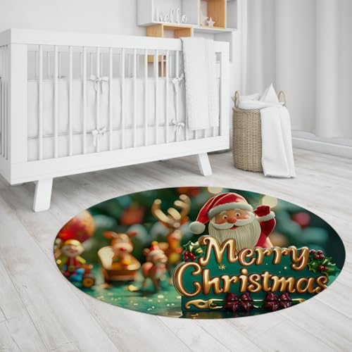 UERWOWELL Weihnachten Runder Teppich 140cm Weihnachtsmann Druck Weiche niedrige Flor Bodenmatte Waschbar Festliche Wohnkultur für Kinderzimmer Wohnzimmer Sofa Schlafzimmer UERWOWELL Weihnachten Runder Teppich 140cm Weihnachtsmann Druck Weiche niedrige Flor Bodenmatte Waschbar Festliche Wohnkultur für Kinderzimmer Wohnzimmer Sofa Schlafzimmer von UERWOWELL