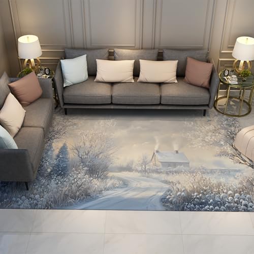 UERWOWELL Winter Natur Landschaft Teppiche Landschaft Druck Dünner Teppich Wohnzimmer Arbeitszimmer Schlafzimmer Ferienhaus Dekor 180x240cm von UERWOWELL