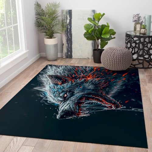 UERWOWELL rutschfest 140x200cm Area Teppich Futuristischer Sci-Fi-Stil Wildlife Wolf Muster Low Pile Fußmatten für Studio Lounge Büro Spielzimmer Leicht zu reinigen UERWOWELL rutschfest 140x200cm Area Teppich Futuristischer Sci-Fi-Stil Wildlife Wolf Muster Low Pile Fußmatten für Studio Lounge Büro Spielzimmer Leicht zu reinigen von UERWOWELL