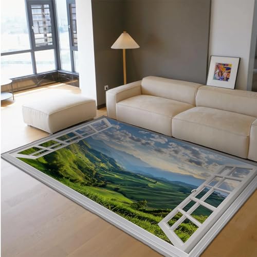 UERWOWELL rutschfeste waschbare Teppiche White Cloud und Green Valley Landscape Niederflorteppich für Wohnzimmer Schlafzimmer Balkon Schlafsaal Esstisch 80x150cm UERWOWELL rutschfeste waschbare Teppiche White Cloud und Green Valley Landscape Niederflorteppich für Wohnzimmer Schlafzimmer Balkon Schlafsaal Esstisch 80x150cm von UERWOWELL