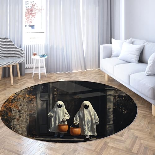 Vintage Halloween Runder Teppich 240cm Spooky Ghost Muster Boden Teppich Waschbar Weicher niedriger Flor für Kinderzimmer Schlafzimmer Saisonale Einrichtung Vintage Halloween Runder Teppich 240cm Spooky Ghost Muster Boden Teppich Waschbar Weicher niedriger Flor für Kinderzimmer Schlafzimmer Saisonale Einrichtung von UERWOWELL