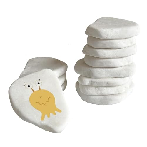 12 Stück Flache Steine zum Bemalen, 3-8cm Weiße Glatte Kieselsteine zum Bemalen Flach Malsteine Strand Kiesel Naturstein Dekosteine für Bunte Malerei & Dekoration von UESDU