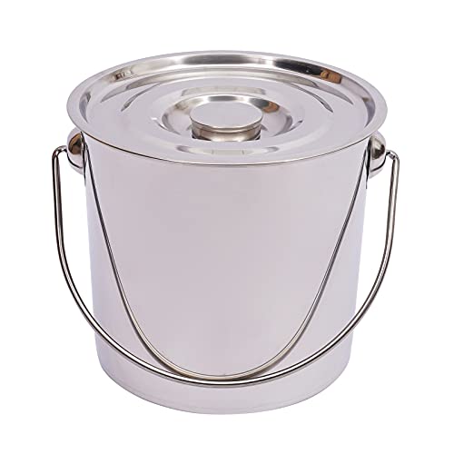 Edelstahleimer 6L/12L/20L Eimer Lebensmittel Industrieeimer Kücheneimer +Deckel,Futtereimer Eisbehälter Milcheimer Edelstahl (12 Liter) von UESUENYENS