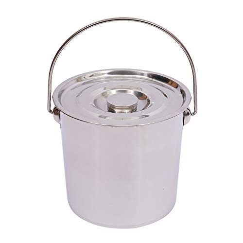 Edelstahleimer 6L/12L/20L Eimer Lebensmittel Industrieeimer Kücheneimer +Deckel,Futtereimer Eisbehälter Milcheimer Edelstahl (20 Liter) von UESUENYENS