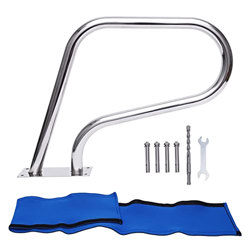 Schwimmbad-Handlauf Edelstahl, 58x81 cm U-Förmiger Pool Haltegriff Griffbogen 120 kg Tragbar Einstiegshilfe Pool Kurven-Design mit Griffabdeckung für Schwimmbäder Schräglagen Spa Wasserpark von UESUENYENS