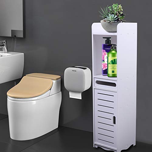 Weiß Toilettenschrank, 20x20x80cm Freistehend Badschrank Schmal Badezimmerschrank mit Toilettenpapierhalter Stehend Klopapier Aufbewahrung,Toilettenpapierhalter Schrank für Badezimmer, Küche Weiß Toilettenschrank, 20x20x80cm Freistehend Badschrank Schmal Badezimmerschrank mit Toilettenpapierhalter Stehend Klopapier Aufbewahrung,Toilettenpapierhalter Schrank für Badezimmer, Küche von UESUENYENS