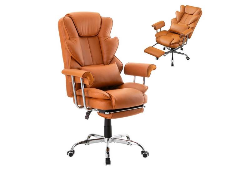 UEV Bürostuhl Ergonomisch Gaming Stuhl Chefsessel Schreibtischstuhl mit Fußstütze (bis 230kg, hochwertiger Polsterung und Kunstlederbezug Gepolsterter), höhenverstellbar neigbar bis 135° drehbar Lordosenstütze von UEV
