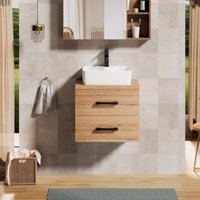 UEV Hängeschrank 60,5 cm, Badezimmermöbel mit Aufsatzwaschbecken, Waschbecken aus Keramik, Zwei Schubladen mit großem Stauraum, Griff aus Metall, UEV Hängeschrank 60,5 cm, Badezimmermöbel mit Aufsatzwaschbecken, Waschbecken aus Keramik, Zwei Schubladen mit großem Stauraum, Griff aus Metall, von UEV