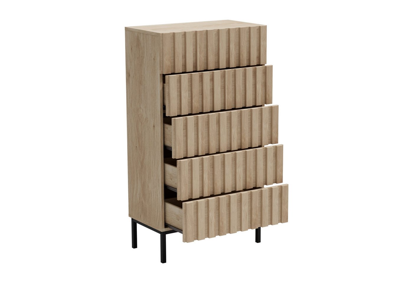 UEV Hochkommode mit 5 Schubladen, Sideboard mit Lamellen (Küchenschrank Buffet TV Board Schrank mit Füße Aufbewahrungsschrank, Anrichte Schrank mit Metallfüßen, Highboard, Sideboard, Schmal kommode), 60 x 34 x 110cm für Wohnzimmer Schlafzimmer Flur UEV Hochkommode mit 5 Schubladen, Sideboard mit Lamellen (Küchenschrank Buffet TV Board Schrank mit Füße Aufbewahrungsschrank, Anrichte Schrank mit Metallfüßen, Highboard, Sideboard, Schmal kommode), 60 x 34 x 110cm für Wohnzimmer Schlafzimmer Flur von UEV