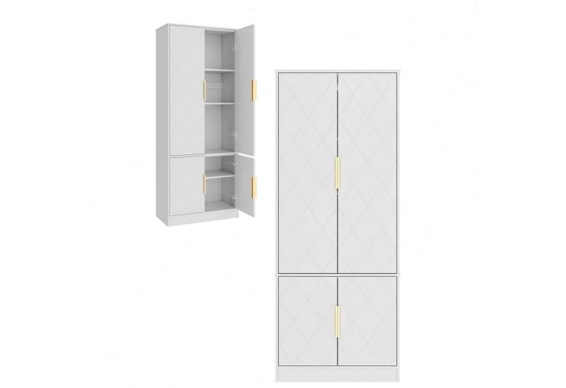 UEV Hochschrank mit 4 Türen, Kücheschrank, Badzimmerschrank (Schuhschrank verschiedenen, vielseitig einsetzbar für Büro, Flur, Küche, Hauswirtschaftsraum) Mehrzweckschrank Aktenschrank Hochschrank mit verstellbare Ablage von UEV