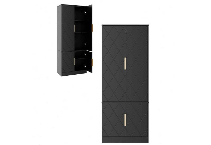 UEV Hochschrank mit 4 Türen, Kücheschrank, Badzimmerschrank (Schuhschrank verschiedenen, vielseitig einsetzbar für Büro, Flur, Küche, Hauswirtschaftsraum) Mehrzweckschrank Aktenschrank Hochschrank mit verstellbare Ablage von UEV