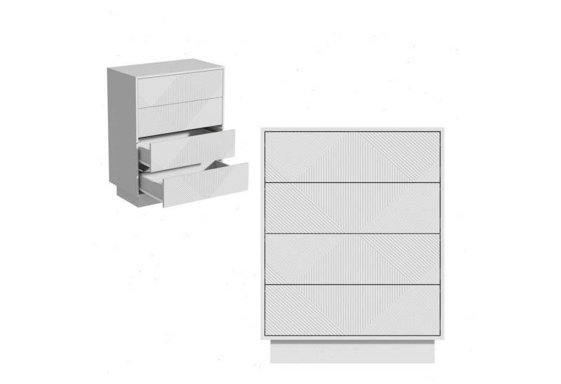 UEV Kommode mit 4 Schublanden, Sideboard, Schubladenschrank, Schmal kommode (Sideboard für Wohnzimmer Schlafzimmer Büro Flur, Mehrzweckschrank aus Holz Beistellschrank allzweckschrank), Drucköffner/ Push to open Schubladen Aufbewahrungskommode von UEV