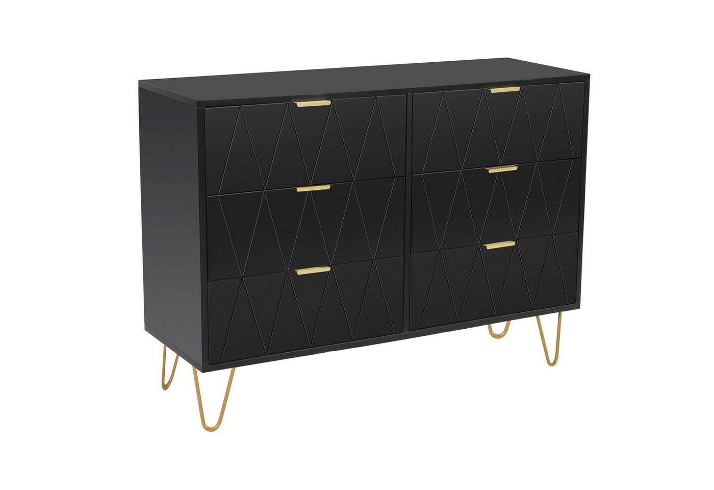 UEV Kommode mit 6 Schubladen, Sideboard für Wohnzimmer Schlafzimmer, Breite 100cm, Höhe 73cm, Tiefe 34cm von UEV