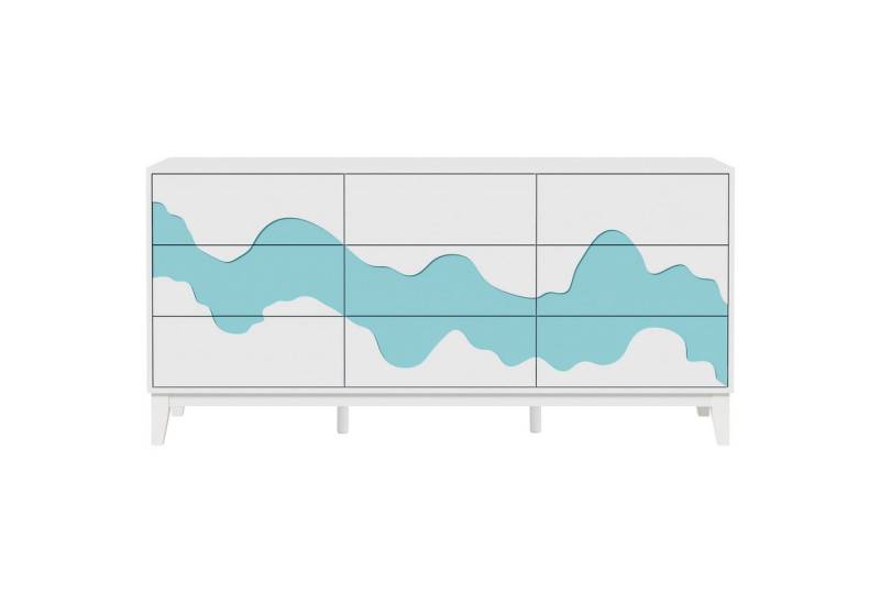 UEV Kommode mit 9 Schubladen, Schrank mit unregelmäßigem Wellenmuster (mit Kippschutz Drucktüröffner, 160x40x78,5cm), Sideboard Mehrzweckschrank für Schlafzimmer Wohnzimmer Flur von UEV