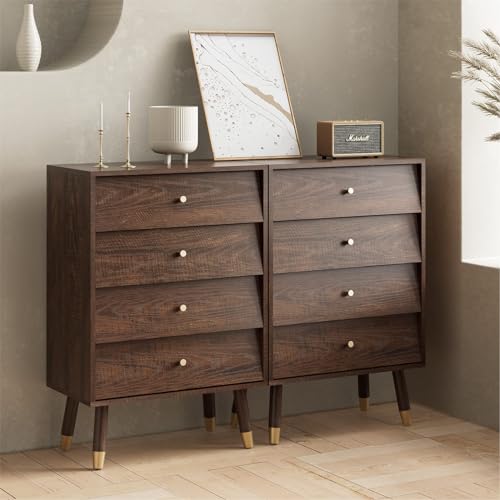 UEV Kommode mit Schubladen 2er Set, Vintage Sideboard, 120x34x90cm, Highboard, TV Schrank, Sideboard mit Schubladen, Aufbewarhungsschrank, schmal Schrank für Wohnzimmer Schlafzimmer Büro von UEV