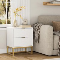 UEV - Nachttisch 2er Set, Nachtschrank mit Schubladen, Nachtkommode mit Linien, Sofatisch mit Beine, Beistelltisch für Wohnzimmer Schlafzimmer weiß UEV - Nachttisch 2er Set, Nachtschrank mit Schubladen, Nachtkommode mit Linien, Sofatisch mit Beine, Beistelltisch für Wohnzimmer Schlafzimmer weiß von UEV
