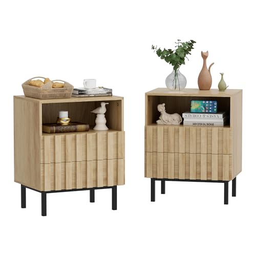 UEV Nachttische 2er Set, Nachtkommode mit Lamellen Nachtschrank Sofatisch UEV Nachttische 2er Set, Nachtkommode mit Lamellen Nachtschrank Sofatisch von UEV