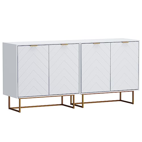 UEV Sideboard 2er Set, 160x40x77,5cm weiß, Kommode mit 4 Türen und verstellbare Ablagen, TV Board, Aufbewarhungsschrank, Kücheschrank, Mehrzweckschrank für Wohnzimmer Schlafzimmer von UEV