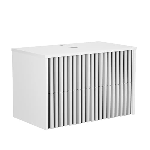 UEV Waschtisch mit Unterschrank, Waschbeckenunterschrank 61cm/81cm Badmöbel Set, Natur (Weiß ohne Waschbecken, 81 x 46 x 51,8cm(B x T x H)) von UEV