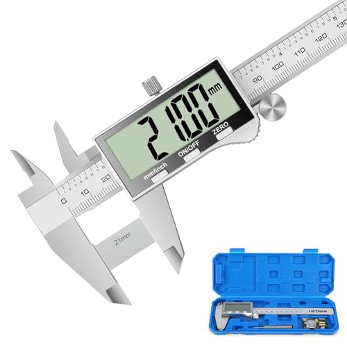 Ueznirn Digital Messschieber mit Großem LCD-Bildschirm, 200mm Edelstahl Messschieber Digitale IP67 Spritzwasserschutz Staubschutz, Schieblehre Messwerkzeuge mit Ersatzbatterie von UEZNIRN