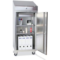 Reinsch Stehpult aus Edelstahl, 2 Fachböden, 1 Schublade, HxBxT 1.340 x 500 x 500 mm, Rollen Reinsch Stehpult aus Edelstahl, 2 Fachböden, 1 Schublade, HxBxT 1.340 x 500 x 500 mm, Rollen von Reinsch