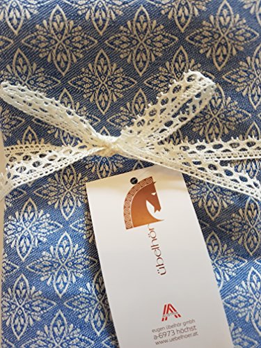 Übelhör - 3 er Set Geschirrtücher - Ornament - Halbleinen - 50% Leinen, 50% Baumwolle - gewebt 48 x 70cm - Mittelblau von Überlhör