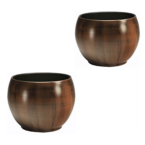 Set 2 Keramik Blumentöpfe Bali in Holzdekor Ø 23cm / H 17.5cm Set 2 Keramik Blumentöpfe Bali in Holzdekor Ø 23cm / H 17.5cm von Übertöpfe Keramik