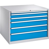 PAVOY Schubladenschrank, Höhe 1.000 mm, Schubladen 1x100 + 4x200 mm, Breite 715 mm, lichtgrau, feuerrot von Pavoy