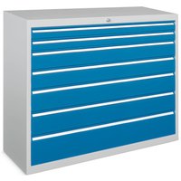 PAVOY Schubladenschrank, Höhe 1.000 mm, Schubladen 8x75 + 1x100 + 1x200 mm, Breite 1.023 mm, lichtgrau, rubinrot von Pavoy