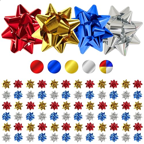 Üka Pack 120 Geschenkschleifen. Standardgröße 5 cm. Metallische Farbkombination. Selbstklebende Schleifen für die Geschenkdekoration. Geschenkschleifen für Weihnachten, Geburtstage & Veranstaltungen. von Üka