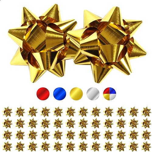 Üka Pack 120 Geschenkschleifen. Standardgröße 4,5 cm. Selbstklebende Schleifen für Geschenkdekoration. Goldene Schleifen für Weihnachten, Geburtstage und Events. Geschenkschleifen mit Metallic-Effekt. von Üka