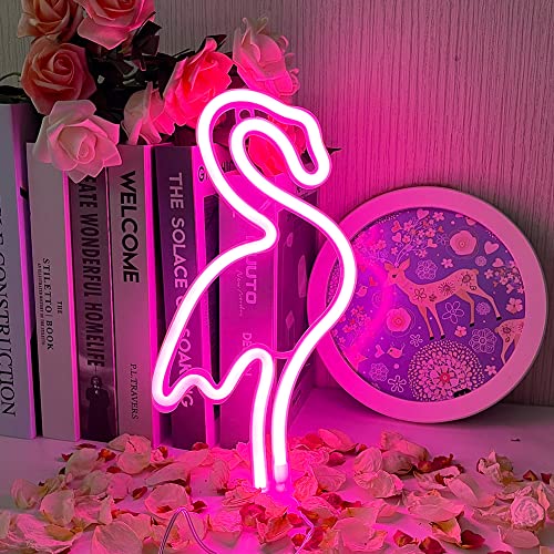 Flamingo Neon Rosa Flamingo Neonlicht Lampe Zeichen Neon Signs LED Neonlicht Zeichen Batterie oder USB Betrieben Neonlampe Leuchten Neon Flamingo für Party Weihnachtsbar Hochzeit von UExnkj-Y