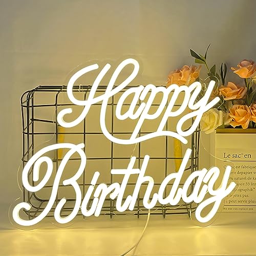 Happy Birthday Neonlicht Schild Neonlicht Zeichen USB Neon Schild für Wanddekoration Buchstabe Neonlicht für Zuhause Bar Geburtstag Party Dekoration Freunde Kinder Liebhaber Geschenk von UExnkj-Y