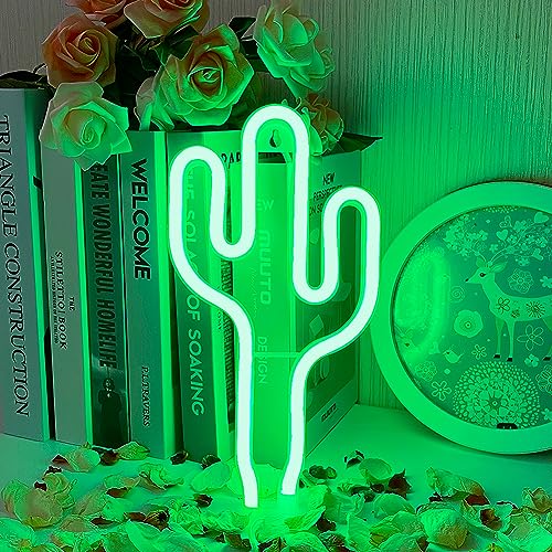 Kaktus Leuchtreklame Kaktus Neonlichter Grüne Neonwand Licht USB oder Batteriebetrieben Neonlicht Zeichen Kunstdekor Wanddekoration Tischleuchten Dekorativ für Zuhause Hochzeit von UExnkj-Y