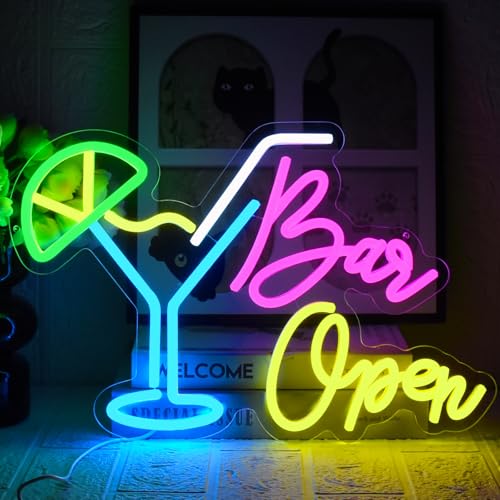 UExnkj-Y Bar Open Neon Schild Cocktails Led Neon Schild, Led Open Neon Light für Wanddekoration, Bier Bar Neon Sign für Bar Kaffee Cafe Club Store Home Pub Mann Höhle Sommer Strand Party von UExnkj-Y