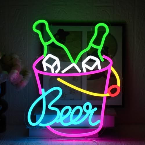 UExnkj-Y Beer Neon Schilder Bar Neon Schild Bier Leuchtreklame USB Dimmbare Bierfass Neonlicht für Bier Bar Resturant Wohnzimmer Schlafzimmer Party Home Dekor Store von UExnkj-Y