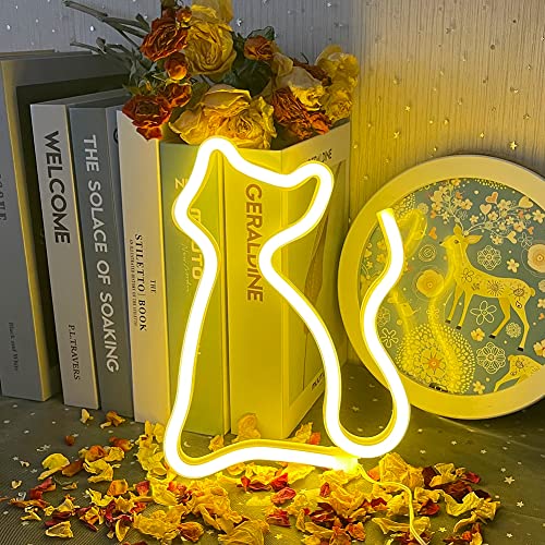 UExnkj-Y Cat Leuchtreklame Tier Neon Schild Warmweiße Neonschilder Wand LED Neon Sign USB oder Battery Powered Neon LED Sign Neon Christmas Bar Room Party von UExnkj-Y