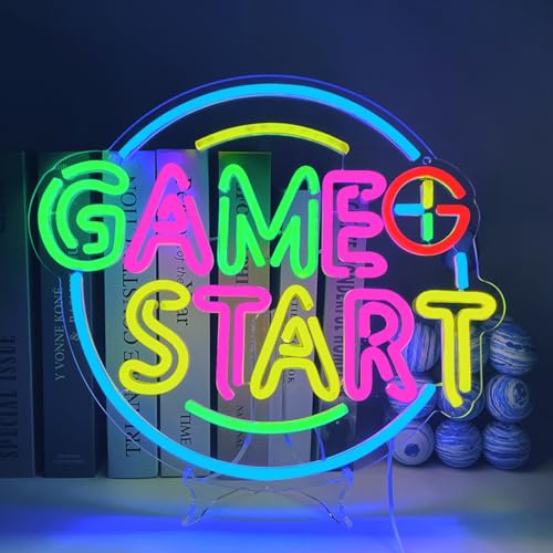 UExnkj-Y Game Start Neon Sign Gaming Neon Schild LED Leuchtreklame Schild Gamer LED Leuchtschild USB Neonlicht für Game Room Party Spielzone Wand Geschenke für Spieleliebhaber von UExnkj-Y