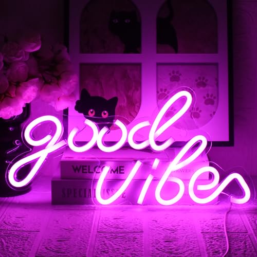 Good Neon Signs Rosa Leuchtreklame LED Neonlicht Zeichen USB Neon Schild Wanddekoration LED Schilder für Schlafzimmer Wand Bar Party von UExnkj-Y