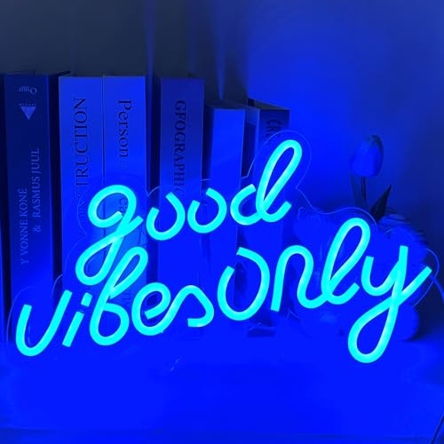 UExnkj-Y Good Only Vibes Neon Schild Blau LED Leuchtschild Buchstabe Neonlicht USB Neon Lights Sign LED Neonlicht für Schlafzimmer Wanddekoration Bar Hochzeit Dekor Liebhaber Geschenk von UExnkj-Y