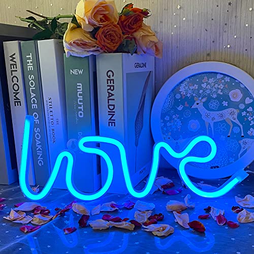 UExnkj-Y Love Neon Led Sign Blau LED Schild LED Leuchtreklame Dekorative Angetrieben von Batterie oder USB für Schlafzimmer Bar Party Hochzeit Weihnac von UExnkj-Y