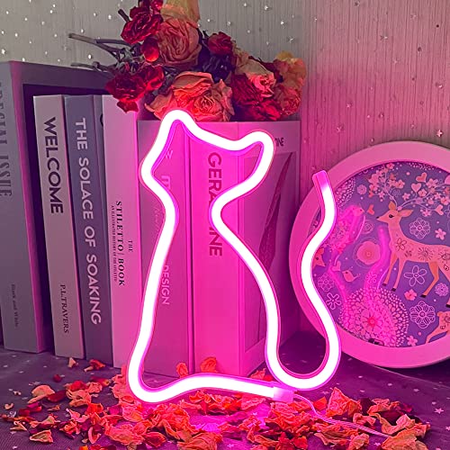 UExnkj-Y Cat Pink Neon Light LED Cat Sign USB/Battery Powered Neon LED Sign Neon Christmas Bar Room Party Decoration von UExnkj-Y