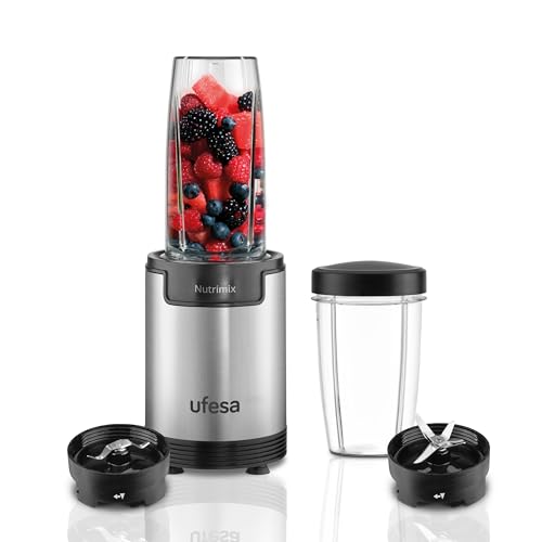 Ufesa Nutrimix Einzel-Standmixer, Multifunktionaler Nährstoff- und Vitaminextraktor, 900W Leistung, Edelstahlklingen, Shakes und Smoothies, Zerkleinert Eis, 6-in-1 Zubehör Ufesa Nutrimix Einzel-Standmixer, Multifunktionaler Nährstoff- und Vitaminextraktor, 900W Leistung, Edelstahlklingen, Shakes und Smoothies, Zerkleinert Eis, 6-in-1 Zubehör von Ufesa