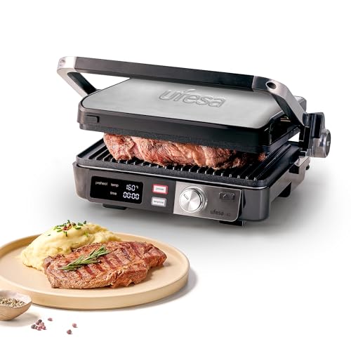 Ufesa Elektrogrill K2 2000W – Sandwichmaker, Elektrische Kochplatte und Grill, 180º Öffnung, LED-Anzeige, Temperaturregelung, Höhenverstellbare Oberplatte, Antihaftplatten von Ufesa